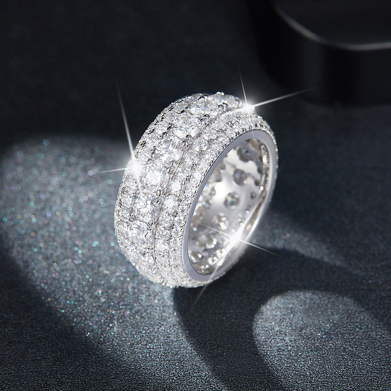 Sotiya Wide Round Cut Moissanite Eternity Ring Sterling Silver-Sotiya