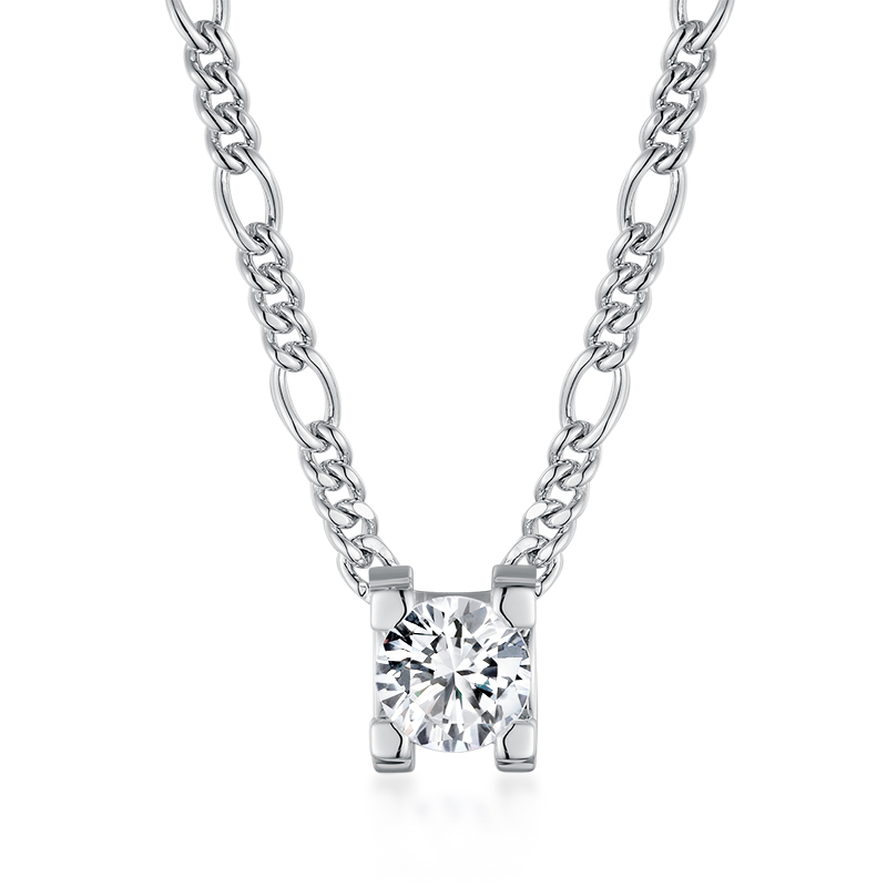 Sotiya Solitaire Round Cut Moissanite Necklace Sterling Silver-Sotiya