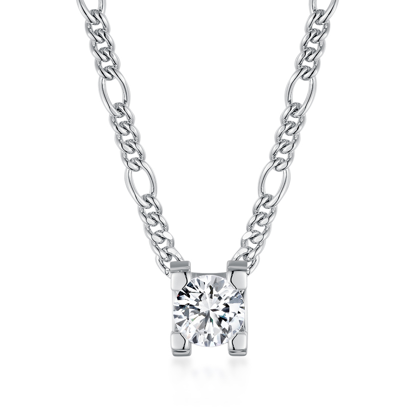 Sotiya Solitaire Round Cut Moissanite Necklace Sterling Silver-Sotiya