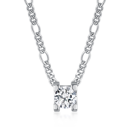 Sotiya Solitaire Round Cut Moissanite Necklace Sterling Silver-Sotiya