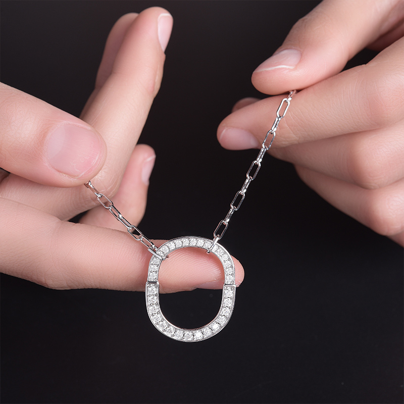 Sotiya Lock Design Moissanite Necklace Sterling Silver-Sotiya