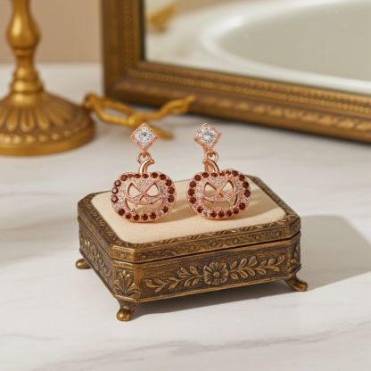 Sotiya Pumpkin Skull Inspired Coffee Drop Earrings Sterling Silver-Sotiya