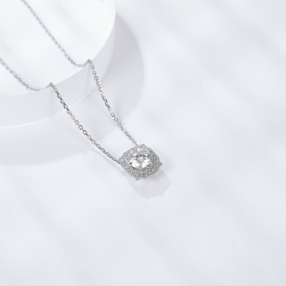 Sotiya Belle Geometry Round Cut Moissanite Necklace Sterling Silver-Sotiya