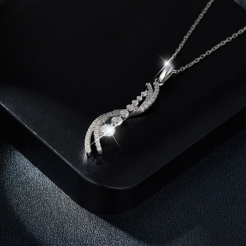 Sotiya Swirl Round Cut Moissanite Necklace Sterling Silver-Sotiya