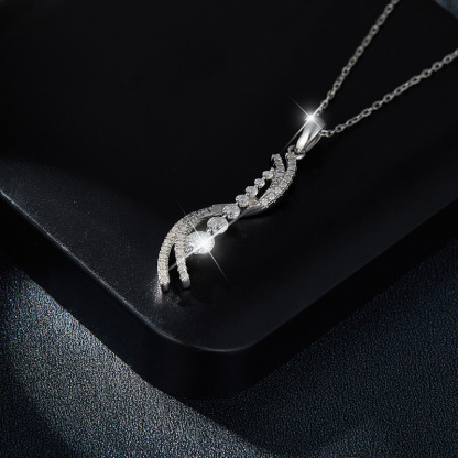 Sotiya Swirl Round Cut Moissanite Necklace Sterling Silver-Sotiya