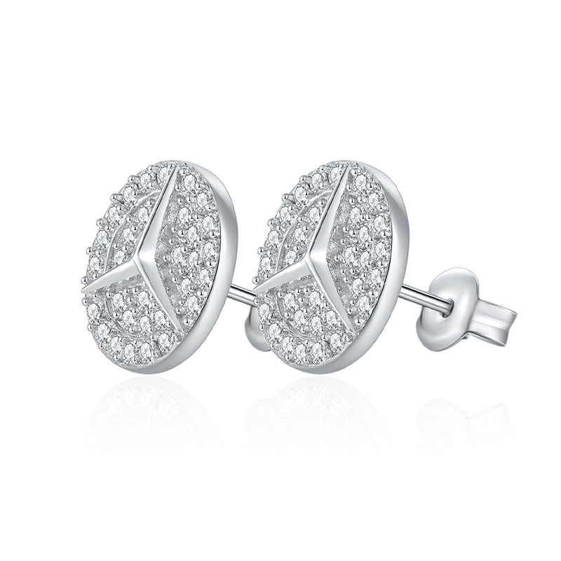 Sotiya Round Cut Moissanite Stud Earrings Sterling Silver-Sotiya
