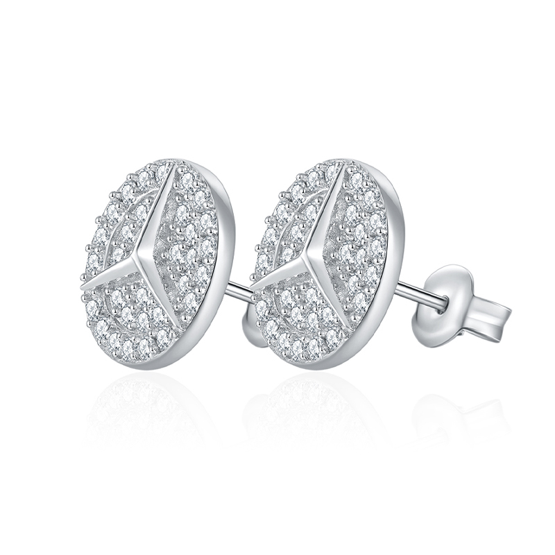 Sotiya Round Cut Moissanite Stud Earrings Sterling Silver-Sotiya