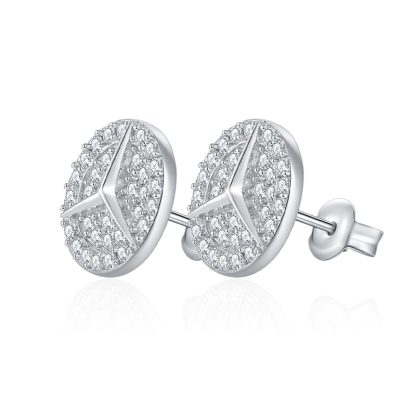 Sotiya Round Cut Moissanite Stud Earrings Sterling Silver-Sotiya