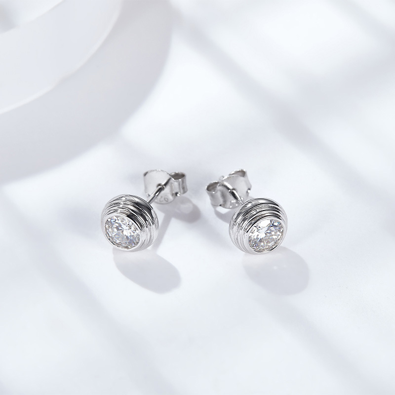Sotiya Bezel Set Solitaire Round Cut Stud Earrings Sterling Silver-Sotiya