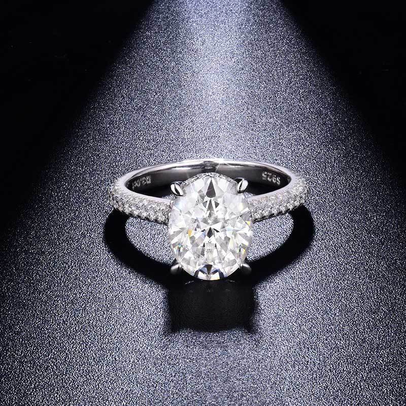 Sotiya Cathedral Hidden Halo Oval Cut Moissanite Engagement Ring Sterling Silver-Sotiya