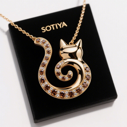 Sotiya Best Buds Kitten Inspired Coffee Cat Necklace Sterling Silver-Sotiya
