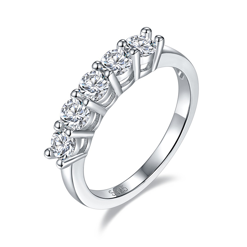 Sotiya Classic Round Cut Moissanite Anniversary Ring Sterling Silver-Sotiya