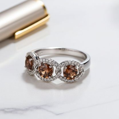 Sotiya Chain Link Round Cut Coffee Women's Wedding Ring Sterling Silver-Sotiya