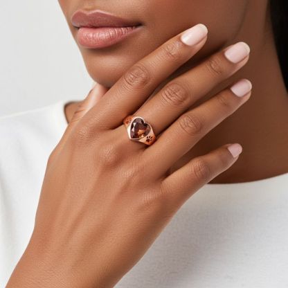 Sotiya Pet Cat Dog Paw Solitaire Coffee Heart Cut Engagement Ring Sterling Silver-Sotiya