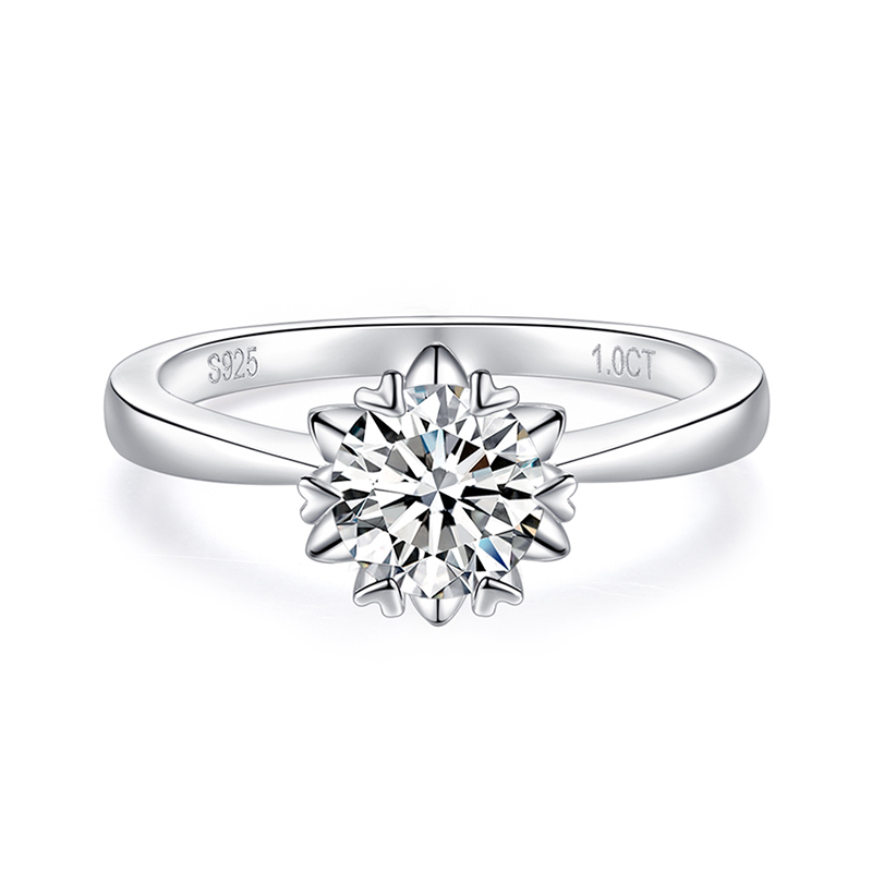 Sotiya Snowflake Round Cut Moissanite Engagement Ring Sterling Silver-Sotiya