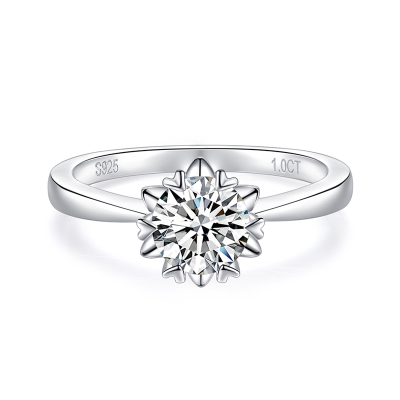 Sotiya Snowflake Round Cut Moissanite Engagement Ring Sterling Silver-Sotiya