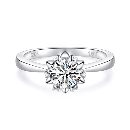 Sotiya Snowflake Round Cut Moissanite Engagement Ring Sterling Silver-Sotiya