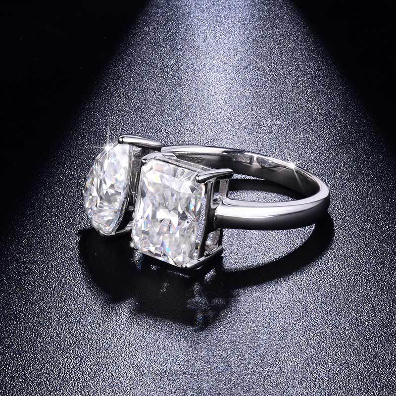 Sotiya Toi et Moi Radiant and Pear Cut Two Stone Moissanite Engagement Ring Sterling Silver-Sotiya