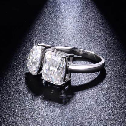 Sotiya Toi et Moi Radiant and Pear Cut Two Stone Moissanite Engagement Ring Sterling Silver-Sotiya