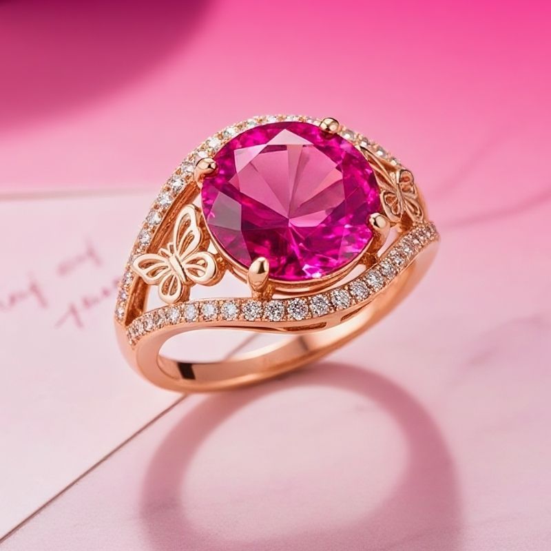 Sotiya Butterfly Round Cut Coffee Engagement Ring Sterling Silver-Sotiya