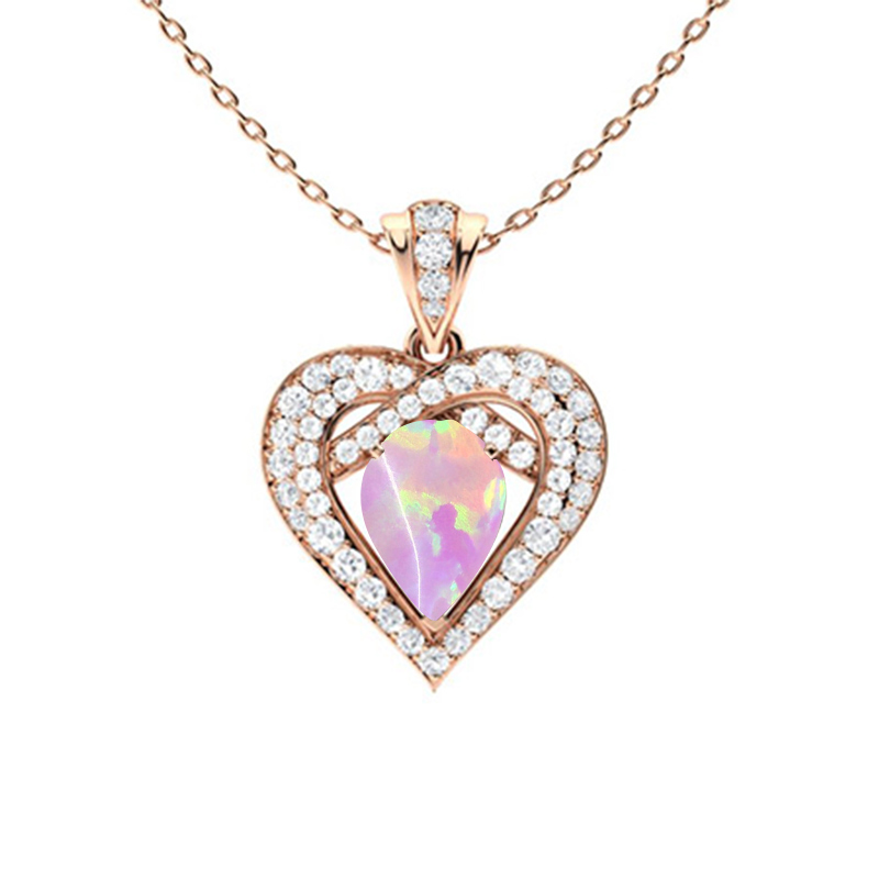 Sotiya Opal Pear Cut Heart Necklace Sterling Silver-Sotiya