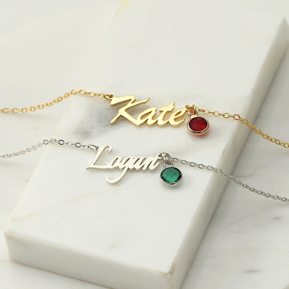 Sotiya Custom Name Birthstone Personalized Necklace Sterling Silver-Sotiya