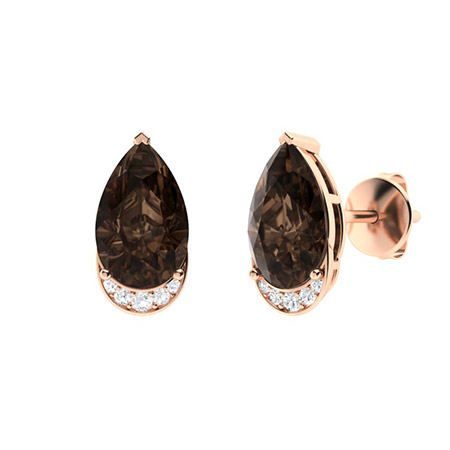 Sotiya Coffee Pear Cut Unique Halo Stud Earrings Sterling Silver-Sotiya