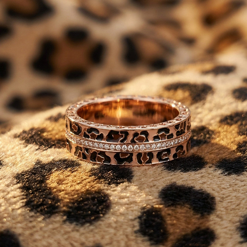 Sotiya Leopard Print Coffee Unisex Eternity Ring Sterling Silver-Sotiya