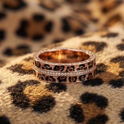 Sotiya Leopard Print Coffee Unisex Eternity Ring Sterling Silver-Sotiya