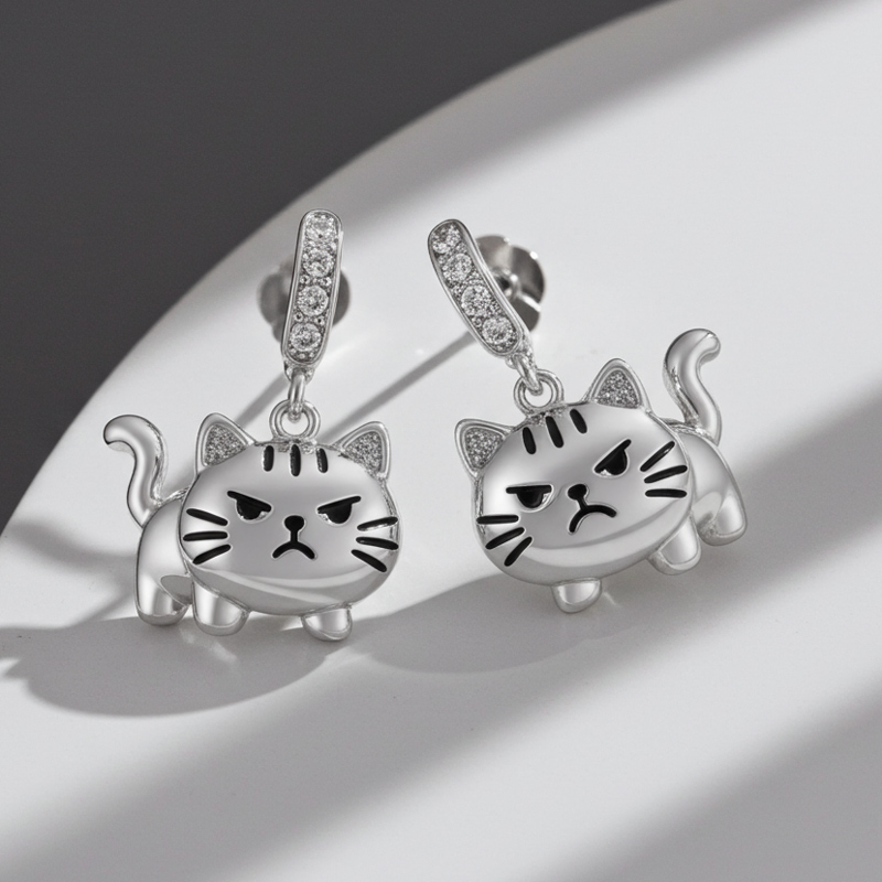 Sotiya Grumpy Cat Drop Earrings-Sotiya