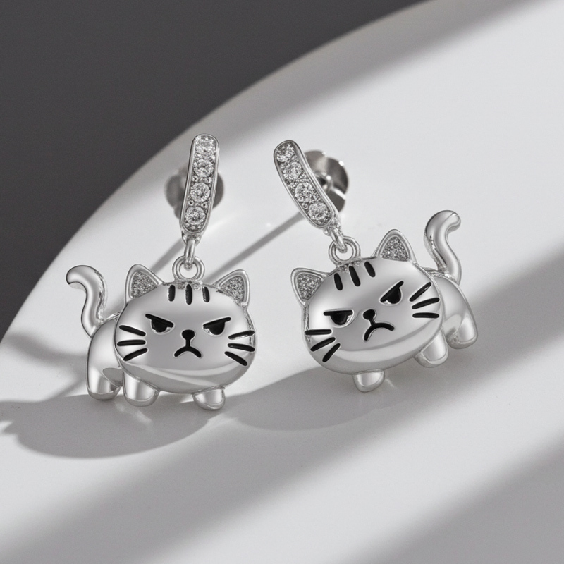 Sotiya Grumpy Cat Drop Earrings-Sotiya
