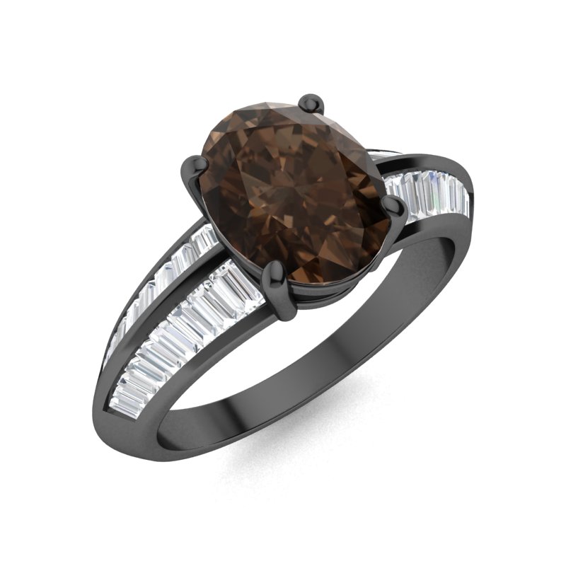 Sotiya Sidestone Coffee Oval Cut Engagement Ring Sterling Silver-Sotiya