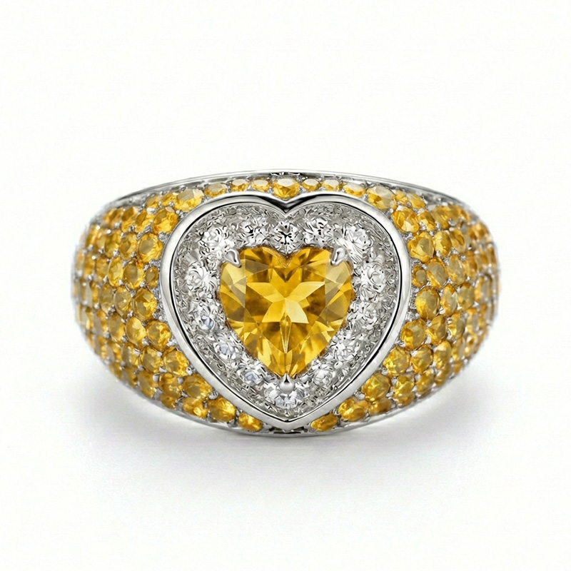 Sotiya Halo Heart Cut Gradient Micro Pave Coffee Engagement Ring Sterling Silver-Sotiya