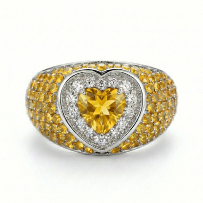 Sotiya Halo Heart Cut Gradient Micro Pave Coffee Engagement Ring Sterling Silver-Sotiya