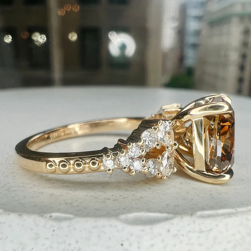 Sotiya Sidestone Coffee Cushion Cut Engagement Ring Sterling Silver-Sotiya