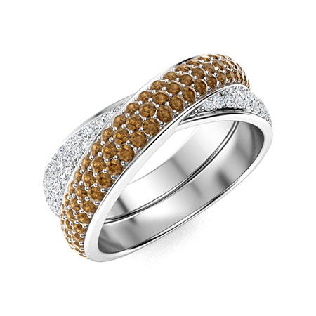 Sotiya Cross Round Cut Coffee Women's Wedding Ring Sterling Silver-Sotiya