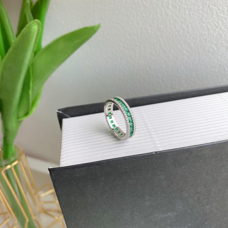 Sotiya Princess Cut Emerald Green Eternity Ring Sterling Silver