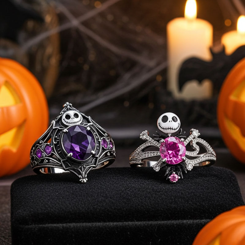 Sotiya Skull Inspired Pirate Cross Hot Pink Cocktail Ring with Bat Tie Sterling Silver-Sotiya