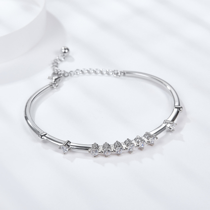 Sotiya Chic Round Cut Moissanite Bangle Bracelet Sterling Silver-Sotiya