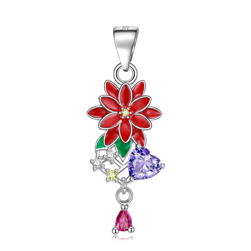 Sotiya Personalized 12 Birthstones Birth Month Flower Necklace Sterling Silver-Sotiya