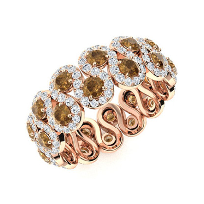 Sotiya S-shaped Round Cut Coffee Eternity Ring Sterling Silver-Sotiya