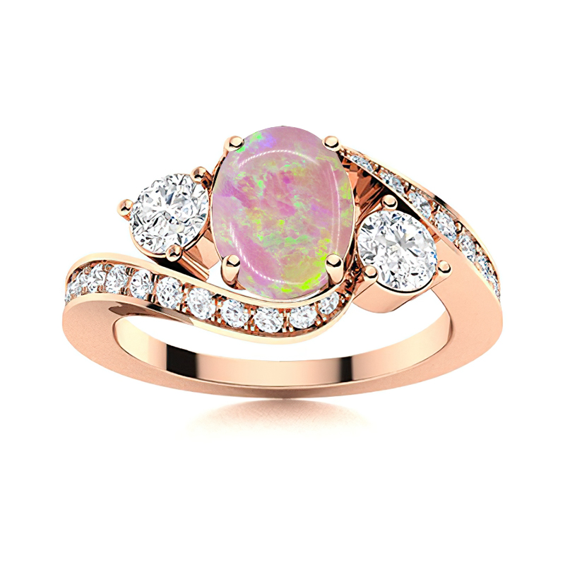 Sotiya Bypass Three Stone Opal Oval Cut Engagement Ring Sterling Silver-Sotiya