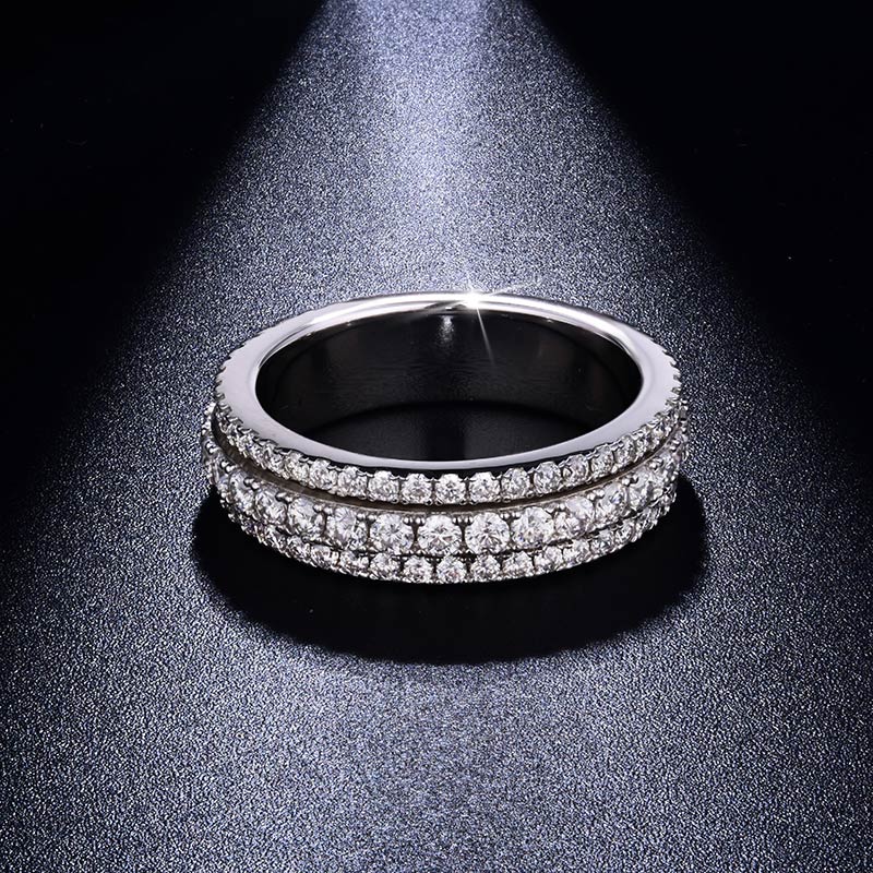 Sotiya Rotating Soothe Round Cut Moissanite Women's Wedding Ring Sterling Silver