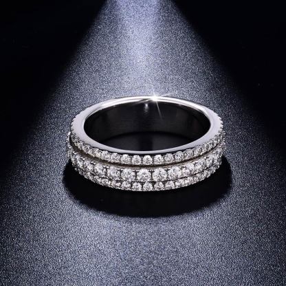 Sotiya Rotating Soothe Round Cut Moissanite Women's Wedding Ring Sterling Silver