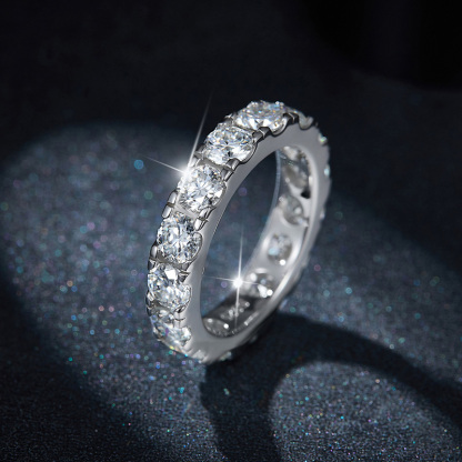 Sotiya Simple Round Cut Moissanite Eternity Ring Sterling Silver-Sotiya