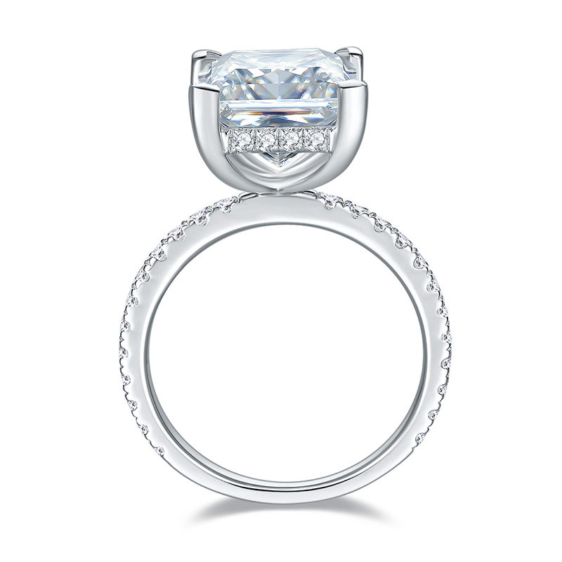 Sotiya Hidden Halo Princess Cut Moissanite Engagement Ring Sterling Silver-Sotiya