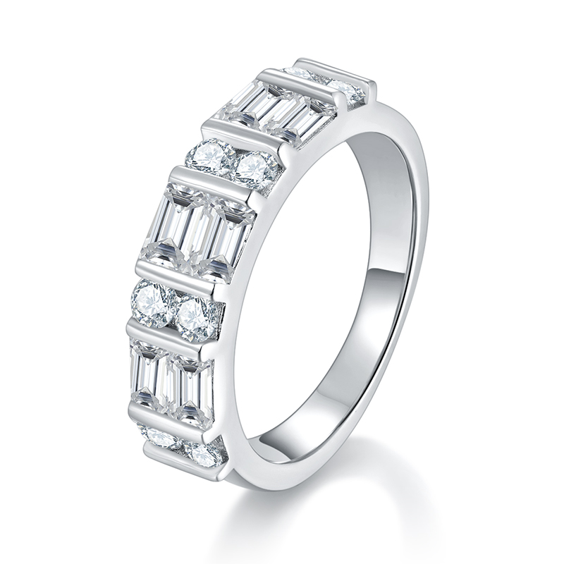 Sotiya Tension Set Moissanite Anniversary Ring Sterling Silver-Sotiya