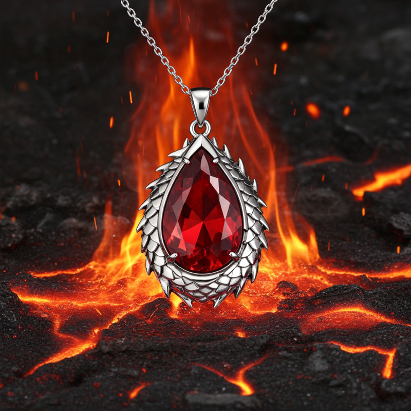 Sotiya Duskendale Dragon Queen Pear Cut Necklace Sterling Silver-Sotiya