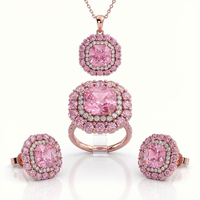 Sotiya Double Halo Amethyst Purple Asscher Cut Jewelry Set Sterling Silver-Sotiya