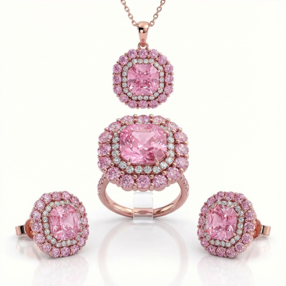 Sotiya Double Halo Amethyst Purple Asscher Cut Jewelry Set Sterling Silver-Sotiya